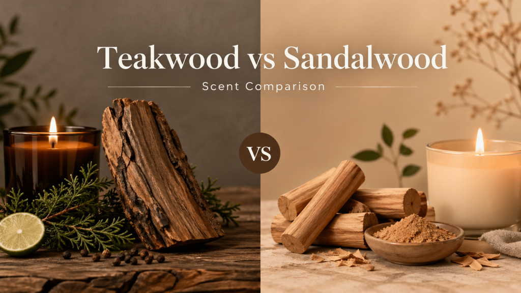 Teakwood vs sandalwood scent comparison for warmth, strength, and fragrance style